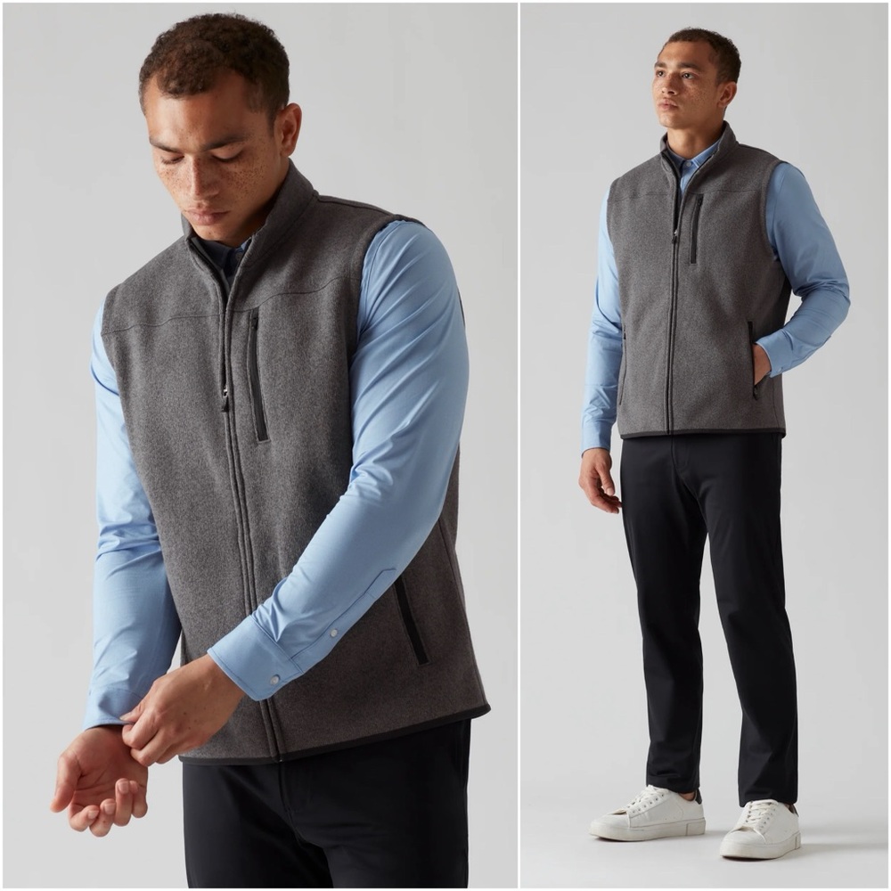 Rhone Fleece Vest XXL Full Zip Gray Sleeveless Performance Casual Zip Pockets